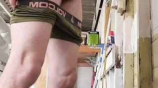 Outdoor shed wank. Big cock lots of cum