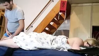 Curvy stepsister fucked & then the other one licking clean sperm covered cock HD FULL