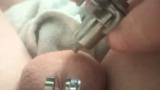 Putting on my flat cage with fat Innie cylinder