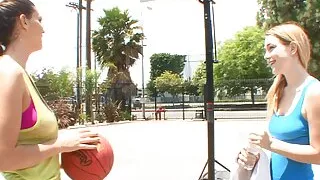 Incredibly Hot Big Tits Brunette Lesbian Girl seduces her Tight Pussy Blonde for Licking her Ass and give her Orgasm