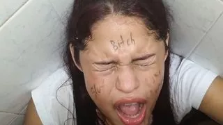cheating girlfriend  used as a cum dumpster peeing her mouth and humiliating her