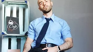 Hairy Businessman Jerking Off in the Office room - Louis Ferdinando