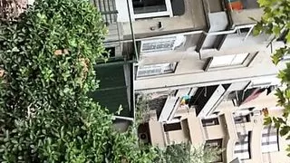 Masturbating and cumming after sunbathe on a bus station