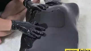 Fejira com Full body wrap latex bondage orgasm