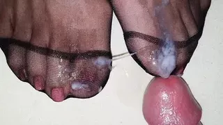Cum on nylon feet #15