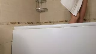 stepmom masturbates and moans sexually in the bathroom