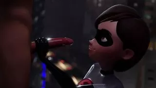 Helen Parr Rooftop Handjob (Grey Suit)