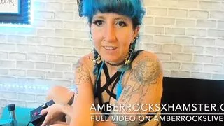 First Time Fuck Machine Preview on Live Webcam with Tattoo Pierced Hottie AmberRocksLive