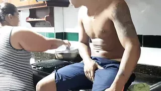 My aunt gives me a blowjob before breakfast