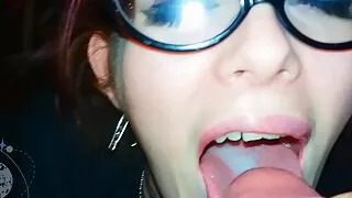 Swallowing his load makes Moxi GLOW - MoxiBluez