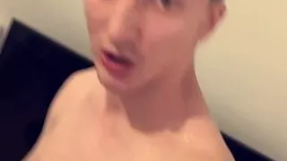 The boy cums on his face and in his mouth