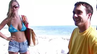 Beautiful slim big tits milf Ivana Bianchi gets laid on the beach