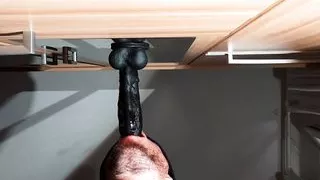 BBC dildo deepthroat and oily masturbation