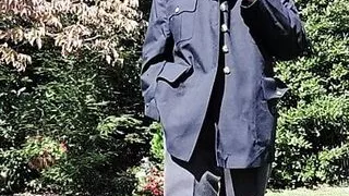 Officer enjoying his pipe and sunny afternoon