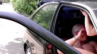 Wild amateur cougar fucked in a car