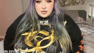 Huge boobs & belly inked SSBBW schoolgirl riding a big cock