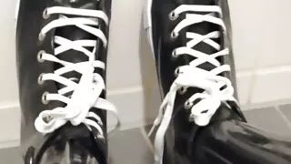 Latex sounds with stockings and sneakers