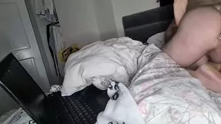 This horny pussy can take a huge dildo and my cock together