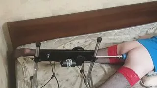 Crossdresser fucking machine real solo sex