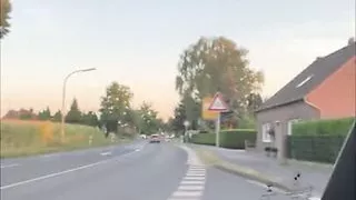 German twink boy jerks off in moving car and cums