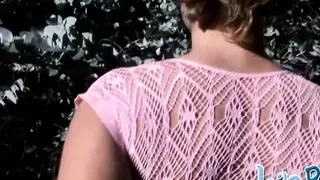 Leila Babe striptease showing her big boobs and pussy outdoor