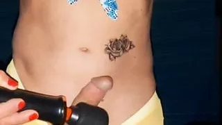 Using my big wand to get hard and leak precum everywhere which i gladly taste