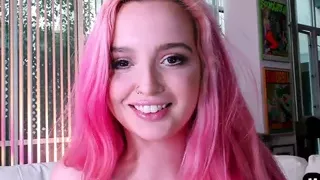 pov coloredhair teen handjobs her boyfriend  and talks dirty