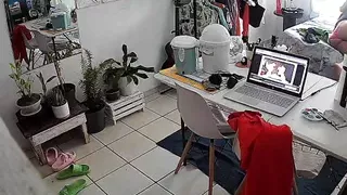 watching my wife from my work in the office