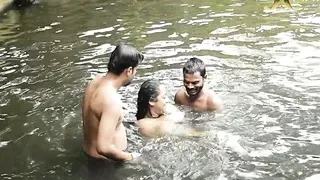 Dirty Big Boobs Bhabi Bath In Pond With  Handsome Deborji (outdoor)
