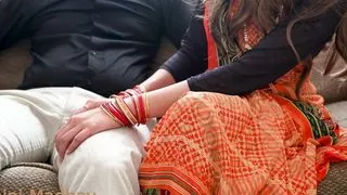 indian hot strip girl has hard fuck with her boyfriend on birthday in traditional dress