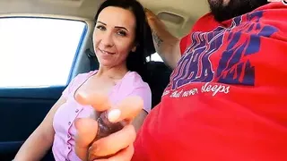German skinny prostitute meet in car for street blowjob