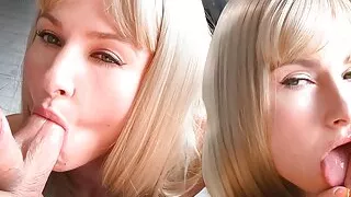 Horny Blonde Deepthroats Big Dick till Cum in Mouth POV