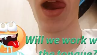 The guy plays hotly with his tongue