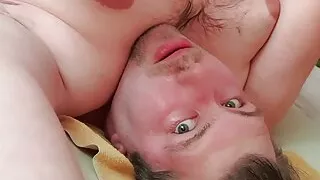 Chubby big cumshot in Face
