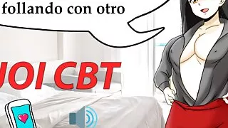 Spanish JOI CBT - Escuchame follar con otro mientras golpeas tus huevos por la calle.