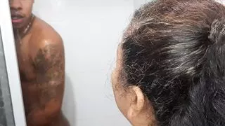 Interrupt in my shower to suck my dick