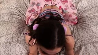 Hairypussy stepdaughter POV blowjobs n rides stepdaddys cock