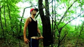 Middle eastern huge dick 7 minutes intense jerking off in the evening woods