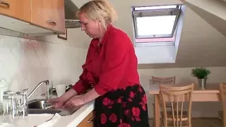 Two repairmen share very old grandma