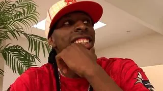 Naomi Banxxx fucks her black cock in her mouth and then in