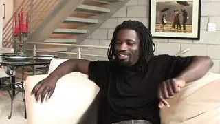 Ebony brunette Dior fucks black cock and makes him cum