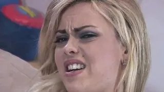 Blonde girl with big tits loves huge black cock