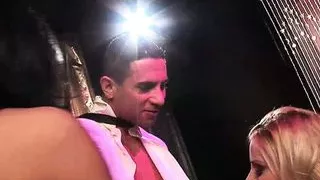 Chloe Conrad and Romana Ryder in a threesome share the cum