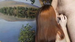 Redheaded stepsister takes cum on her face
