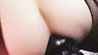 Having fun with huge and fat butt plug.