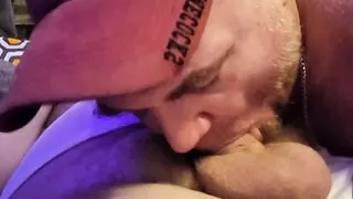Pup and Boy trade blowjobs then wank with Pup finishing off by vibrating his hairy little cock to orgasm