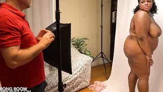 Big tits BBW black wife gets a big white cock in her