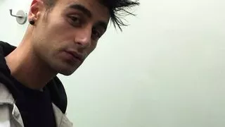 Fat cock with fat balls pissing at the shopping mall