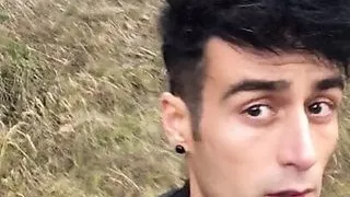 Middle eastern guy outdoor jerking in the camp