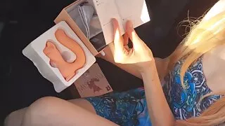 StepSister Decided to Try Her Sex Gift right in the Parking Lot